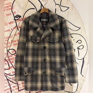 VINTAGE Schott NYC Wool Plaid Rancher Jacket Made in USA Western Trail Coat S